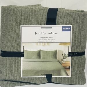 Jennifer Adams KING SIZE Quilt Set Green 3-Piece